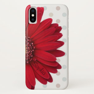 Polka Dot Red Daisy Custom Name Case-Mate iPhone Case