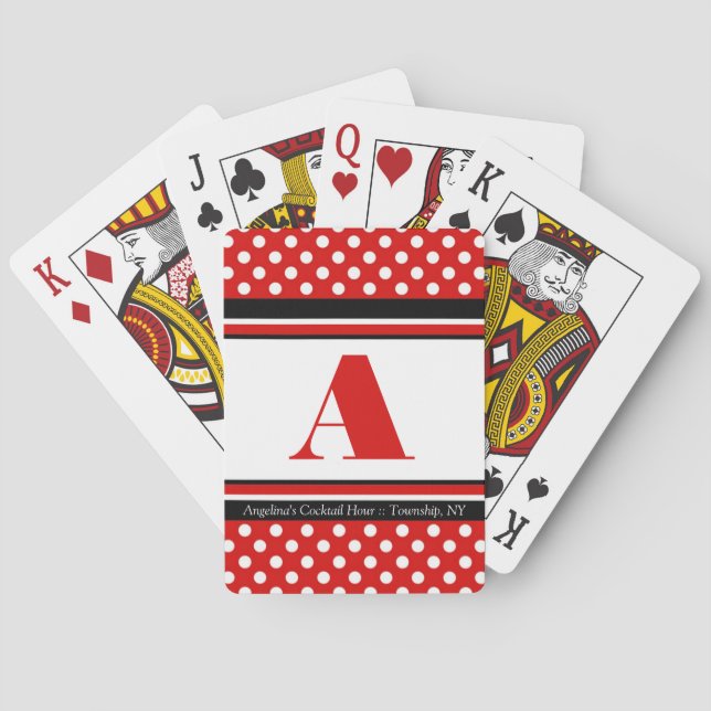 Polka Dot Red Personalised Playing Cards (Back)