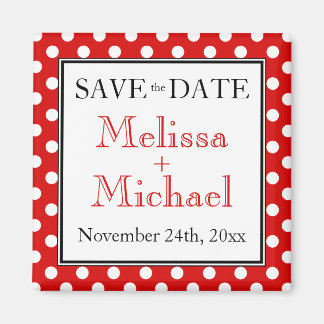 Polka Dot Red Save the Date magnet