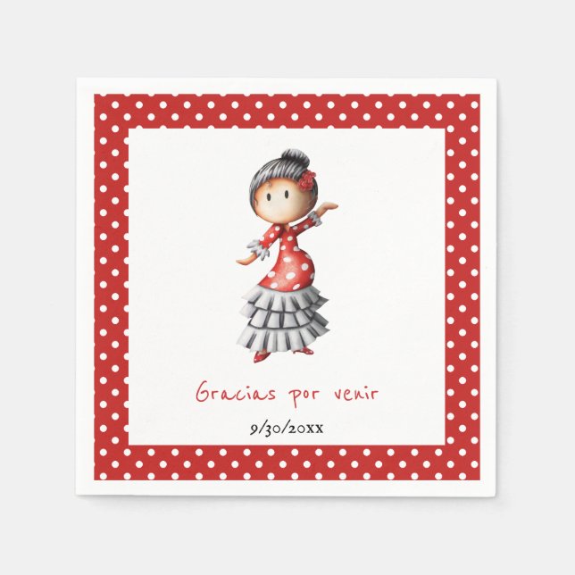 Polka Dot Red Spanish Pregnant Sevillana Napkin (Front)