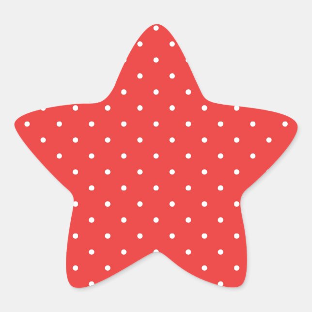 Polka dot red white background custom template star sticker (Front)