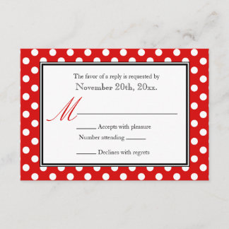 Polka Dot Red & White RSVP Reply Cards