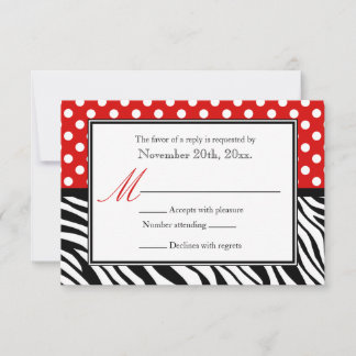 Polka Dot Red & Zebra Print Reply Cards