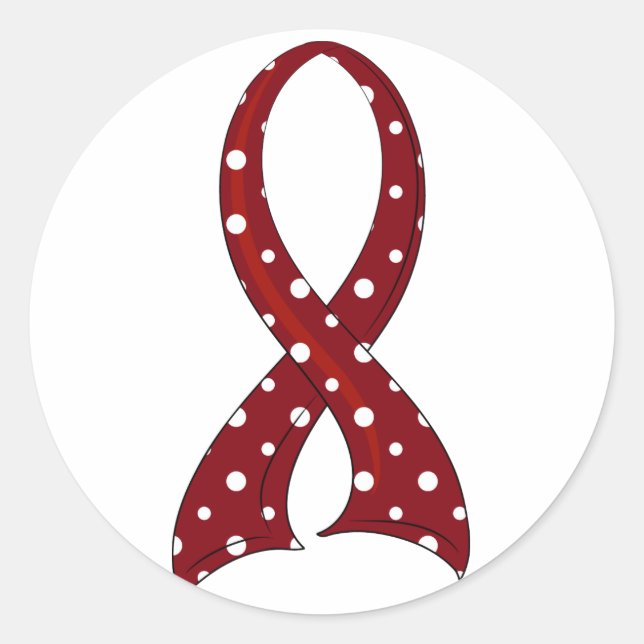 Polka Dot Ribbon Head and Neck Cancer Classic Round Sticker (Front)