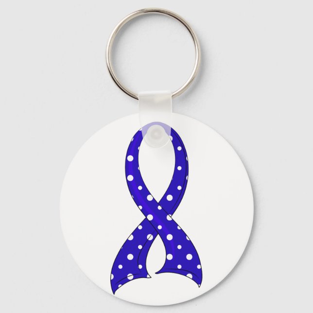 Polka Dot Ribbon Rheumatoid Arthritis Key Ring (Front)
