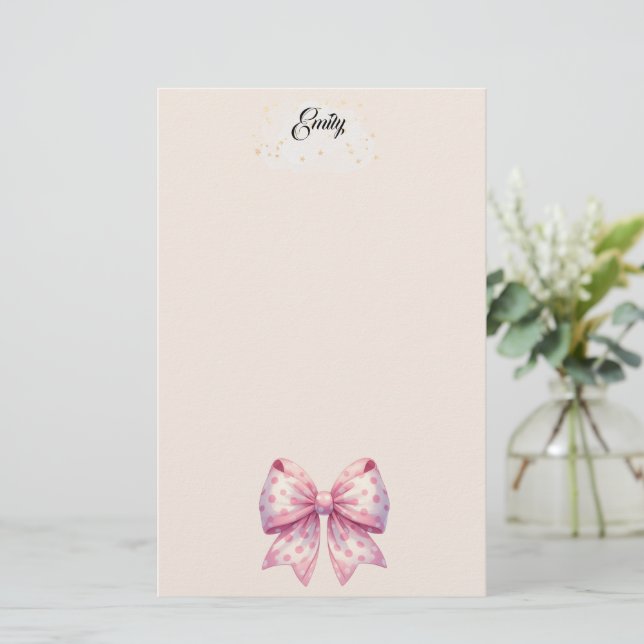 Polka Dot Ribbon Stationery (Standing Front)