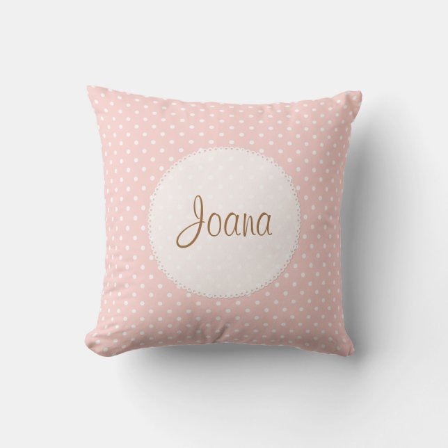 Polka Dot Scalloped Edge Custom Name Pillows (Front)