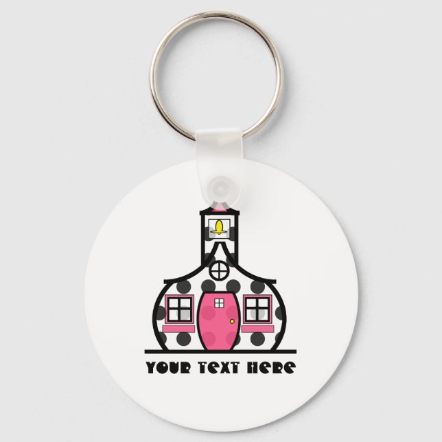 Polka Dot Schoolhouse Key Ring (Front)