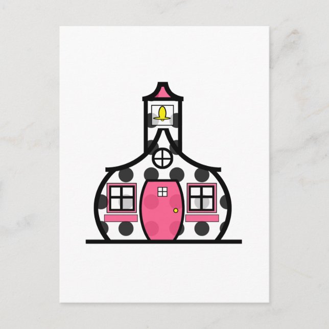 Polka Dot Schoolhouse Postcard (Front)