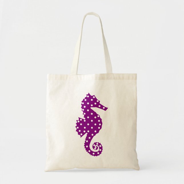 Polka Dot Seahorse Tote Bag (Front)