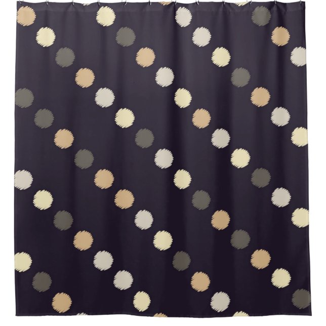 Polka dot seamless pattern. Scribble texture. Text Shower Curtain (Front)