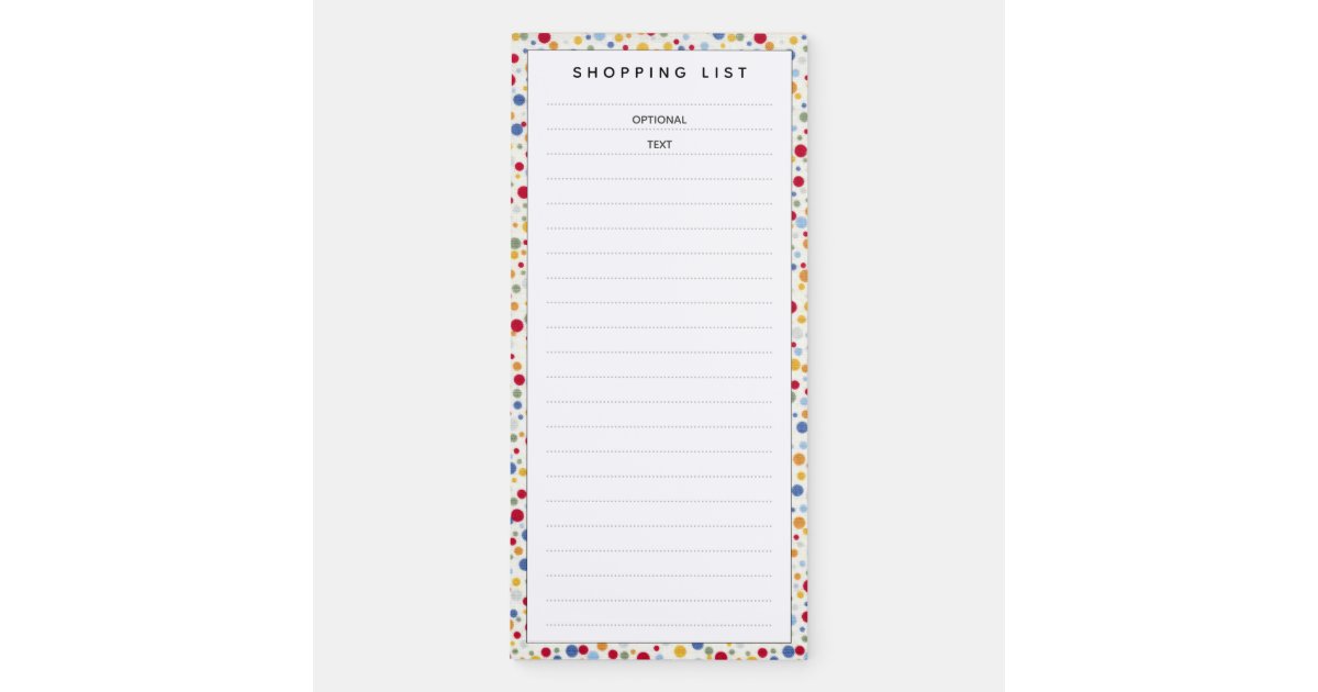 Polka Dot Shopping List Notepad Zazzle.co.nz