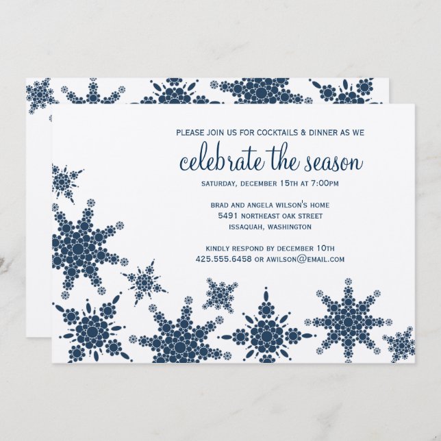 Polka Dot Snowflake Invitation (Front/Back)