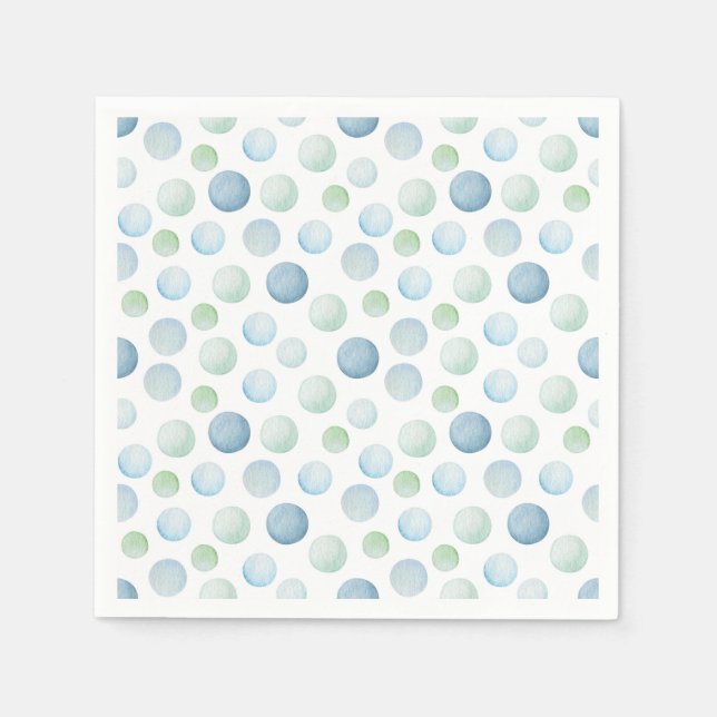 "Polka Dot Splash" Watercolor Baby Shower Napkins (Front)