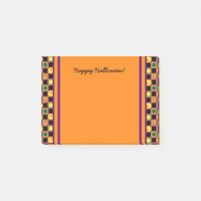 Polka Dot Squares Halloween Pumpkin Pattern Post-it Notes (Front)