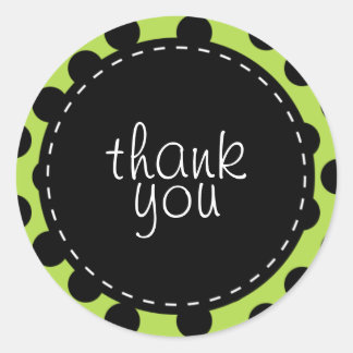 Polka Dot & Stitching Thank You Classic Round Sticker