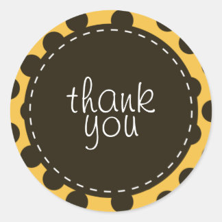 Polka Dot & Stitching Thank You Classic Round Sticker