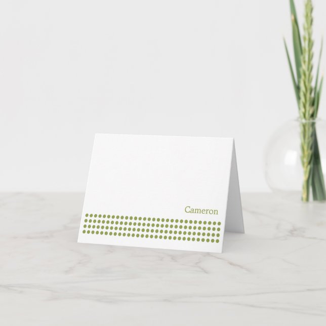 Polka Dot Stripe Blank Note Card-pear green Thank You Card (Front)
