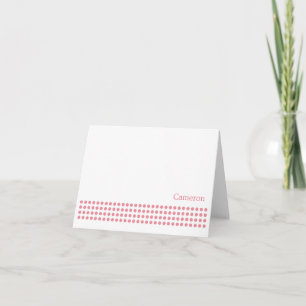 Polka Dot Stripe Blank Note Card-pink Thank You Card