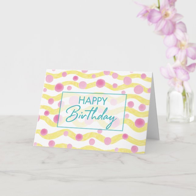 Polka Dot Swirl Birthday Card (Orchid)