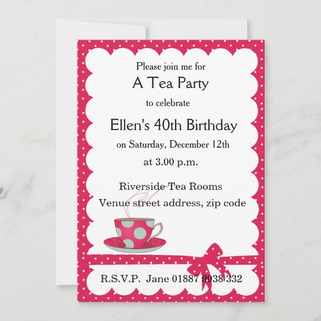 Polka Dot Tea Party Invitation (Front)