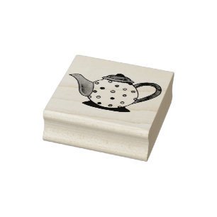 Polka Dot Tea Party Teapot Rubber Stamp