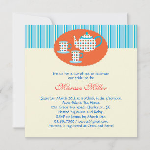 Polka Dot Tea Pot Bridal Shower Invitation