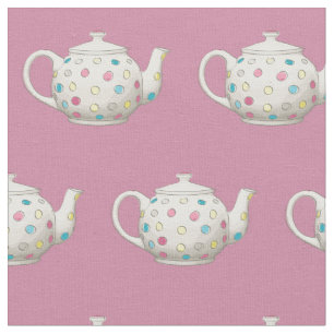 Polka Dot Tea Pot Pink Fabric