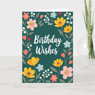 Polka Dot Teal Blossom Card