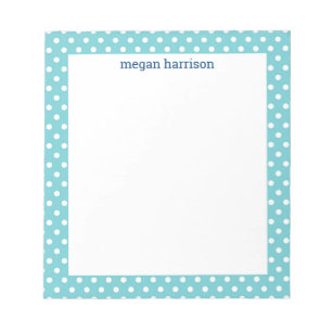 Polka Dot Teal Personalised Notepad