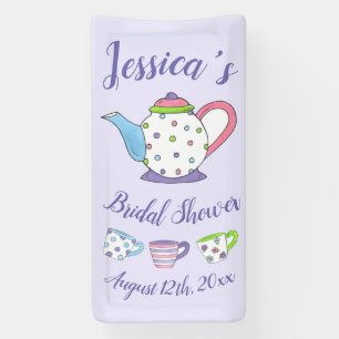 Polka Dot Teapot Afternoon Tea Bridal Baby Shower Banner