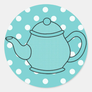 Polka Dot Teapot Classic Round Sticker