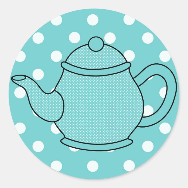 Polka Dot Teapot Classic Round Sticker (Front)