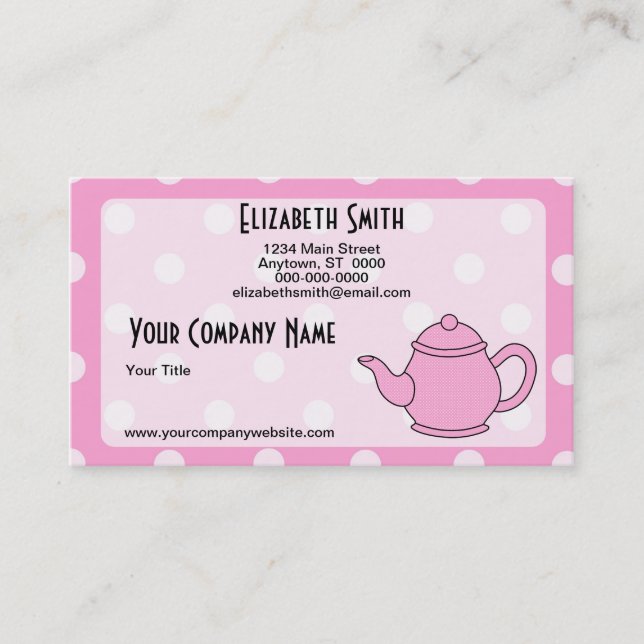 Polka Dot Teapot V4 Business Card (Front)