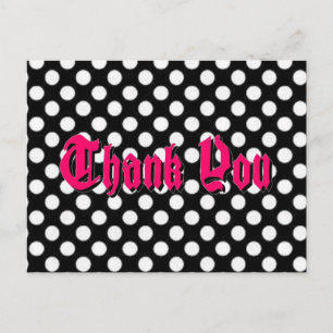 Polka Dot Thank You Postcard - Pink Shadowed Text*