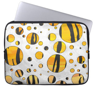 Polka Dot Tiger Black and Orange Print Laptop Sleeve