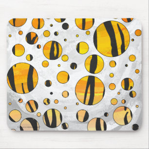 Polka Dot Tiger Black and Orange Print Mouse Pad