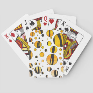 Polka Dot Tiger Black and Orange Print Playing Cards