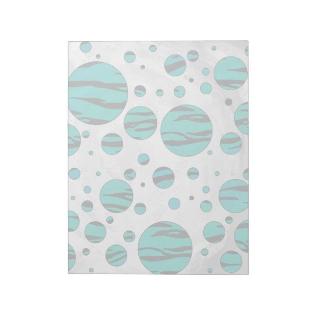 Polka Dot Tiger Black and Teal Print Notepad (Rotated)