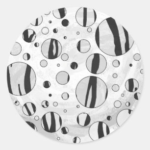 Polka Dot Tiger Black and White Print Classic Round Sticker