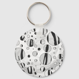 Polka Dot Tiger Black and White Print Key Ring