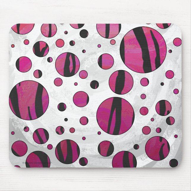Polka Dot Tiger Hot Pink and Black Print Mouse Pad (Front)