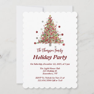Polka Dot Tree Christmas Holiday Party Invitation