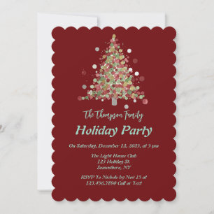 Polka Dot Tree Christmas Holiday Party Invitation