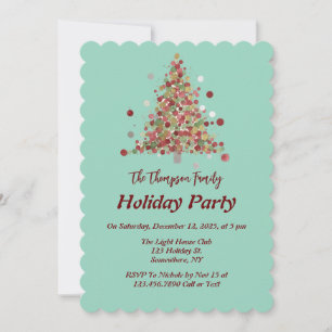 Polka Dot Tree Christmas Holiday Party Invitation
