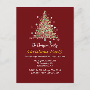 Polka Dot Tree Christmas Party Postcard