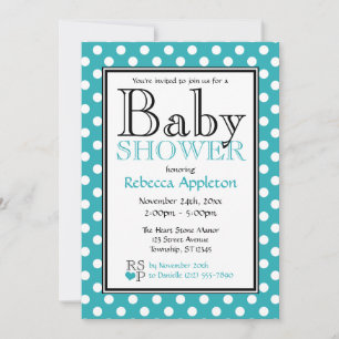 Polka Dot Turquoise Baby Shower Invitations