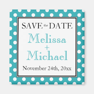 Polka Dot Turquoise Save the Date magnet