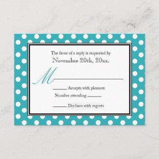 Polka Dot Turquoise & White RSVP Reply Cards