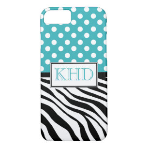 Polka Dot Turquoise & Zebra Print iPhone 7 Case